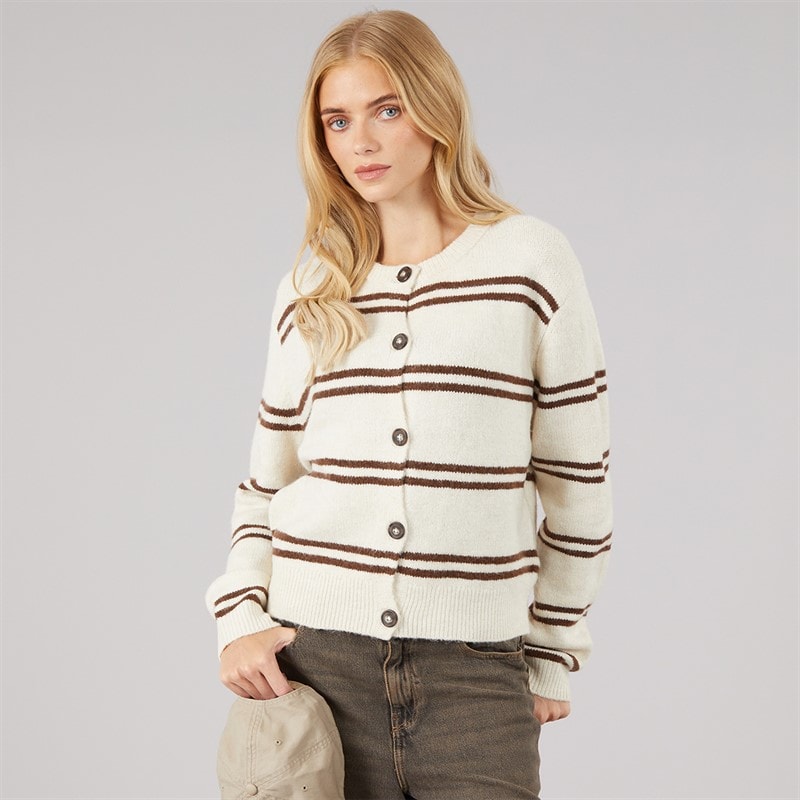Cardigan rayé elliot femmes Stone/Marron Stripe - Image 1