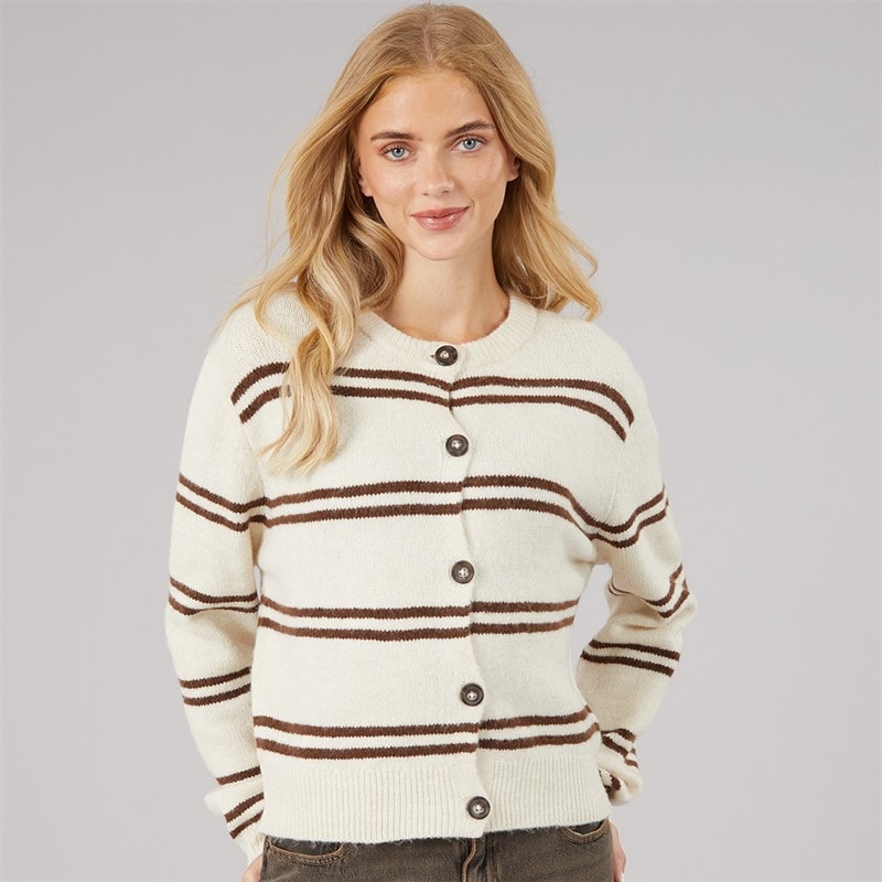 Cardigan rayé elliot femmes Stone/Marron Stripe - Image 3
