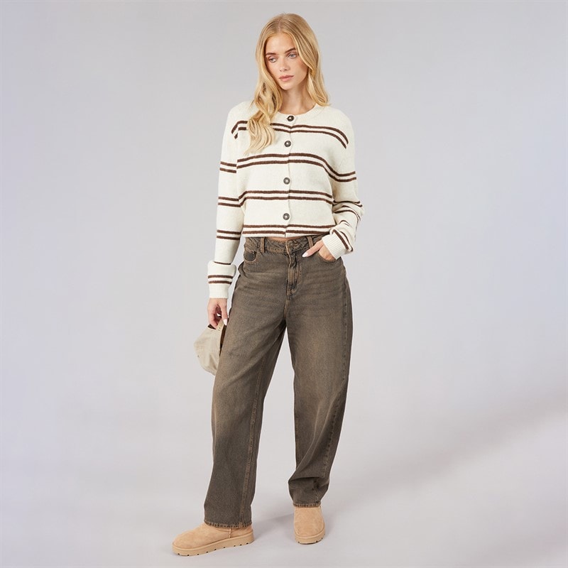 Cardigan rayé elliot femmes Stone/Marron Stripe - Image 4