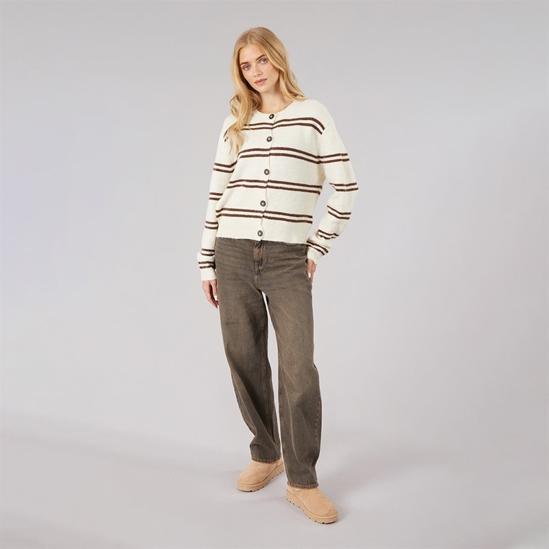 Cardigan rayé elliot femmes Stone/Marron Stripe - Image 5