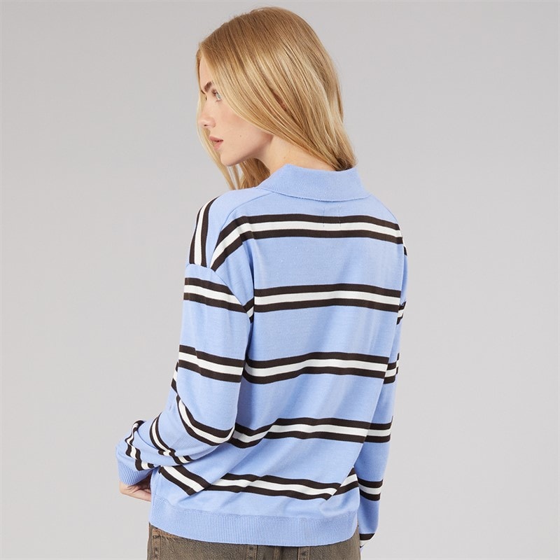 Polo en maille Jerico bleu clair/marron/ivoire femmes Bleu clair/Marron/Ivory - Image 2