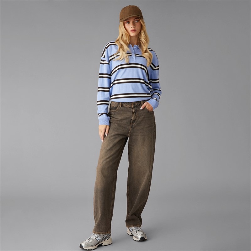 Polo en maille Jerico bleu clair/marron/ivoire femmes Bleu clair/Marron/Ivory - Image 4