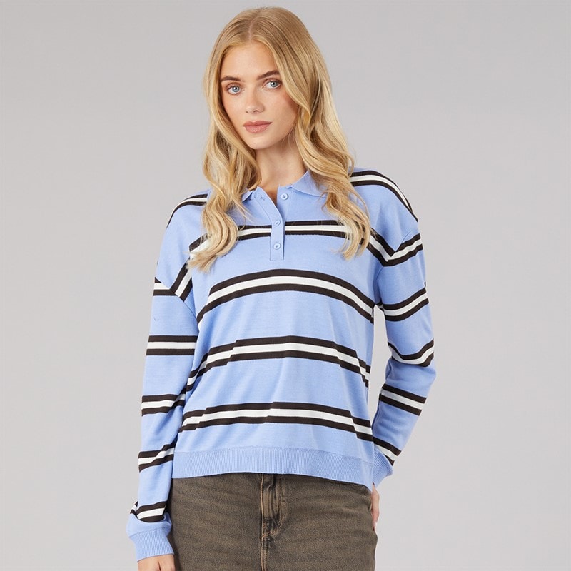 Polo en maille Jerico bleu clair/marron/ivoire femmes Bleu clair/Marron/Ivory - Image 5