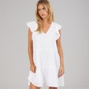 Robe à manches courtes Cassie à volants femmes Blanc