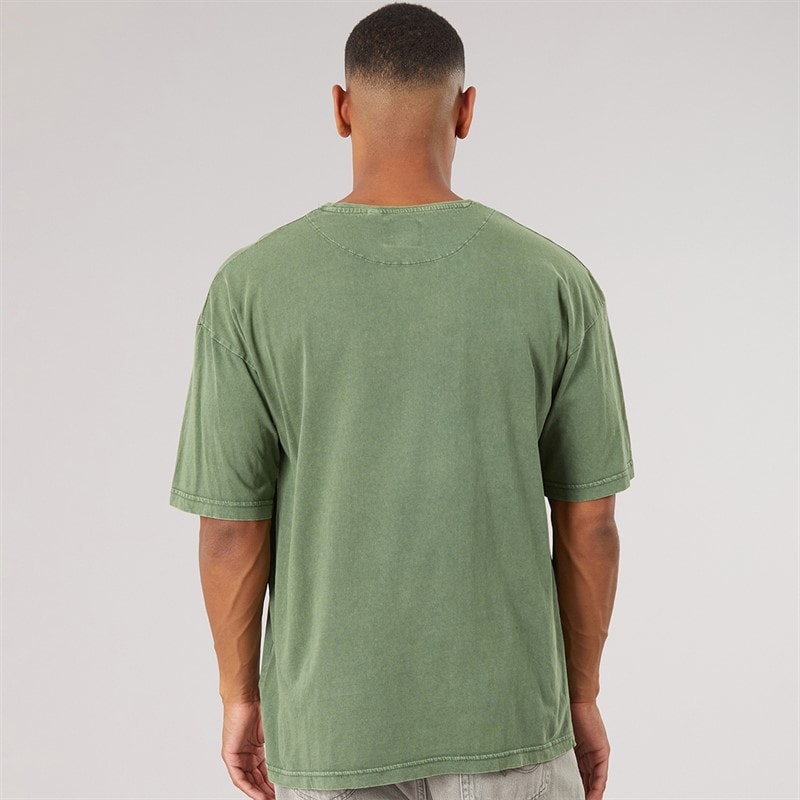 Mężczyźni t-shirt elsdon o luźnym kroju z okrągłym dekoltem Dark Green Acid Wash – zdjęcie  2