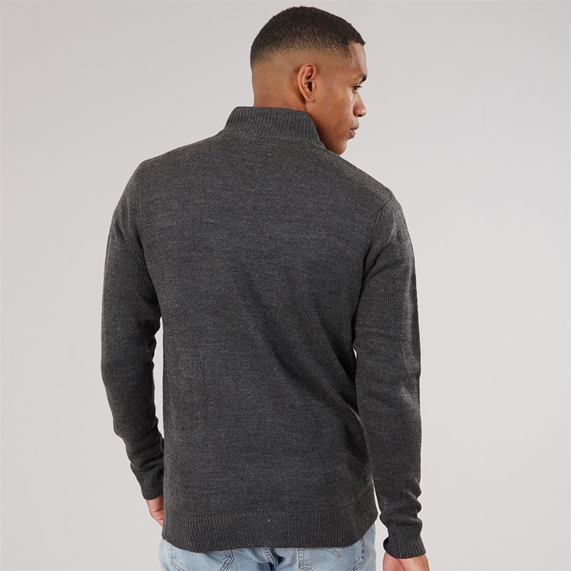 Mężczyźni sweter bremner z zamkiem do połowy i kołnierzem typu komin Dark Charcoal Marl/Jet Black – zdjęcie  2