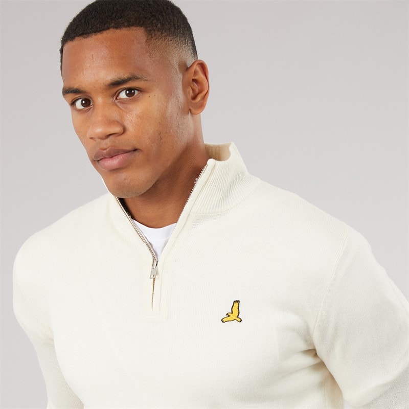 Pull côtelé Georgie à fermeture éclair 1/4 hommes Light Stone - Image 3