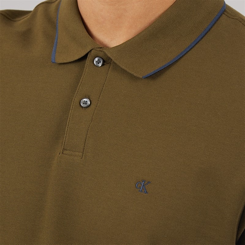 Polo à manches courtes en piqué raffiné hommes Crude Green - Image 3