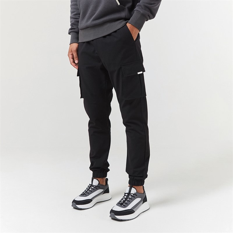 Herren - Hoodie Und Cargo-Hose Co-Ord Charcoal/Schwarz - Bild 4