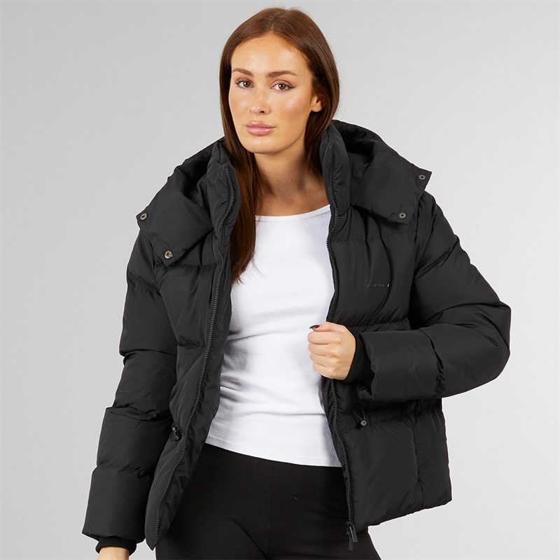 Dames pufferjas met verstelbare taille Zwart - Afbeelding 1
