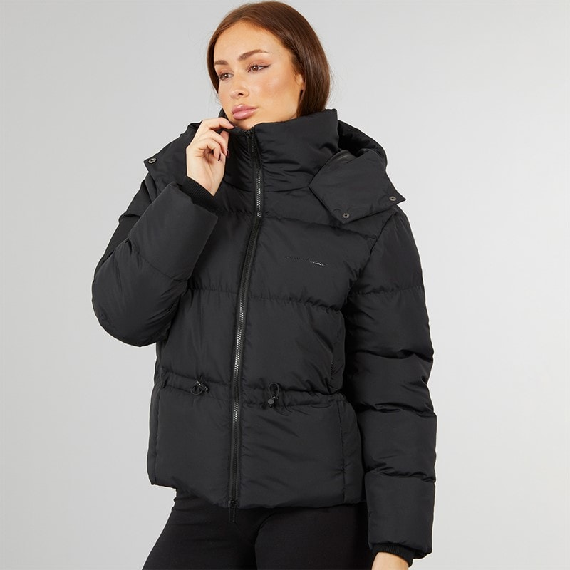 Dames pufferjas met verstelbare taille Zwart - Afbeelding 3