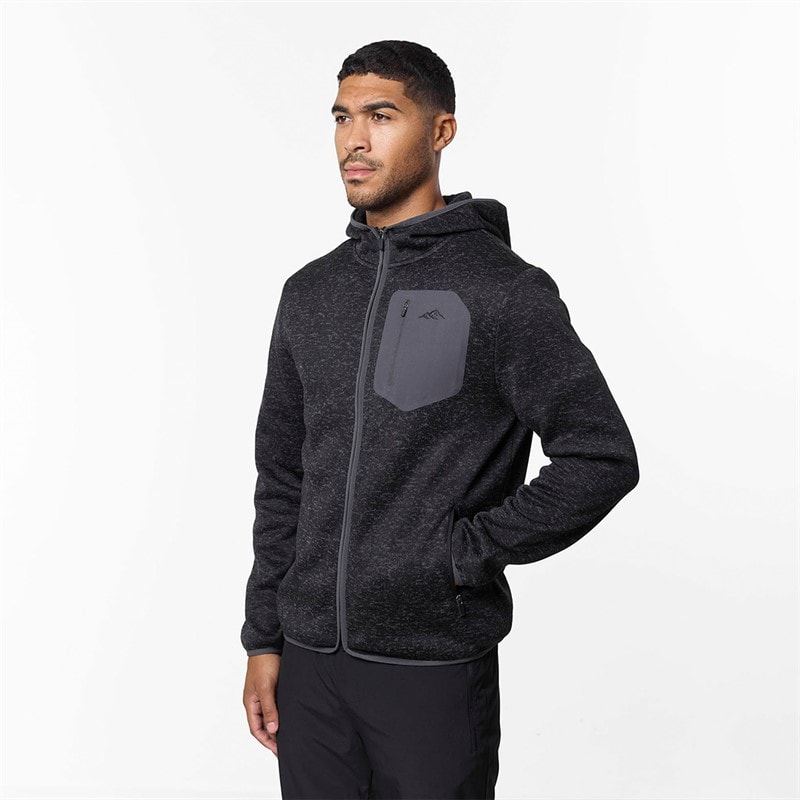 Closure London Heren heat seal tech gebreide hoodie - Zwart