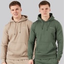 Mężczyźni dwupak bluz z kapturem traymax Khaki/Stone