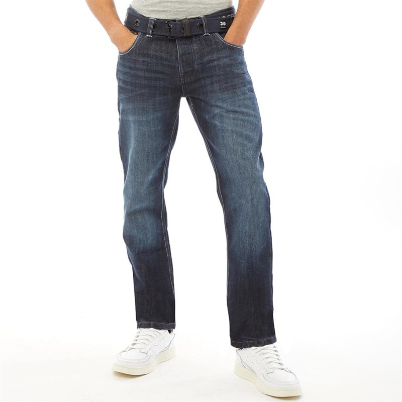 Jean droit techno embossé nouveau hommes Dark Wash - Image 3