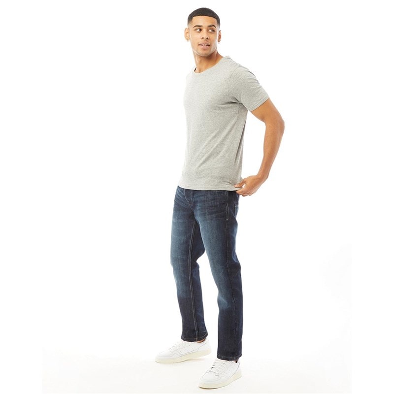 Jean droit techno embossé nouveau hommes Dark Wash - Image 4