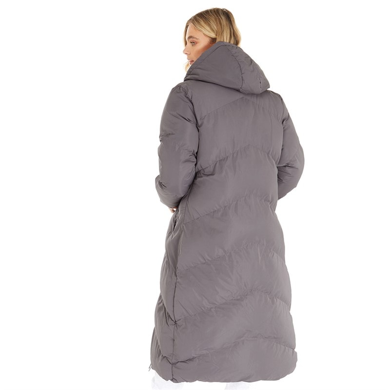 Manteau long matelassé à capuche Eloraina femmes Charcoal - Image 2
