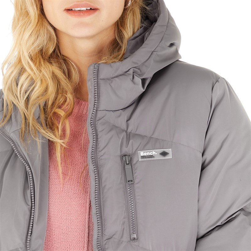 Manteau long matelassé à capuche Eloraina femmes Charcoal - Image 3