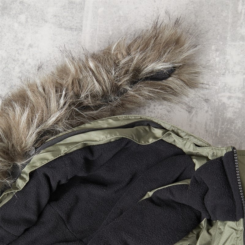 Herren - Tillor Wattierter Parka mit Kapuze und Fellbesatz Khaki/Schwarz - Bild 4