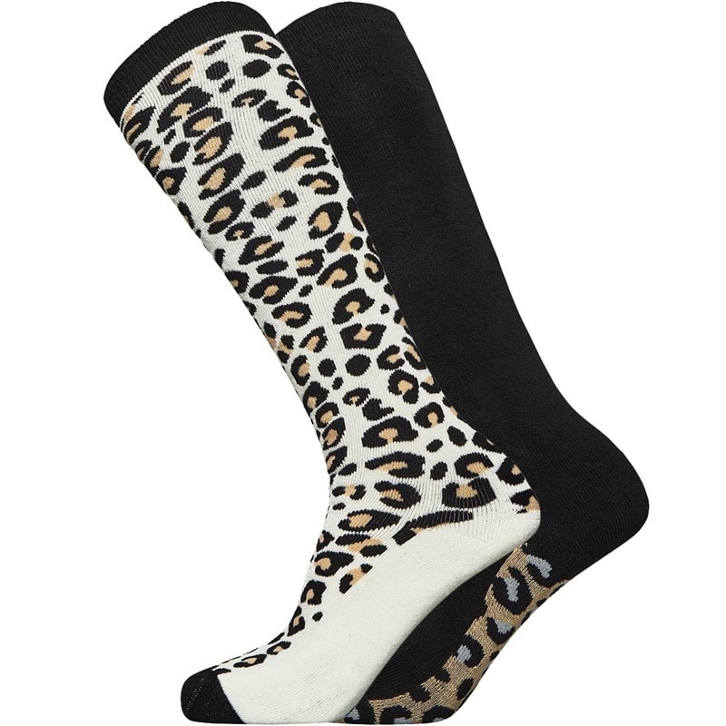 Dames corrine sokken twee-pack voor laarzen Zwart/Winter White - Afbeelding 1