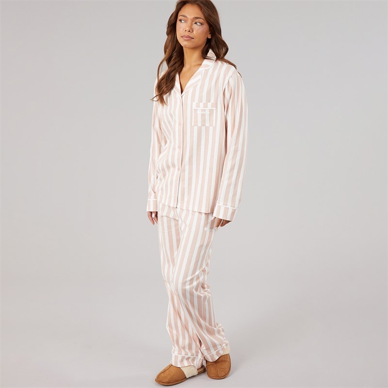Damen - Siesta Pyjama Dusky Pink/Weißer Streifen - Bild 1