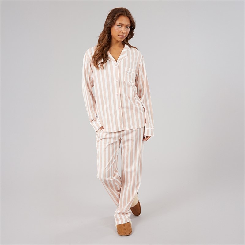 Damen - Siesta Pyjama Dusky Pink/Weißer Streifen - Bild 4