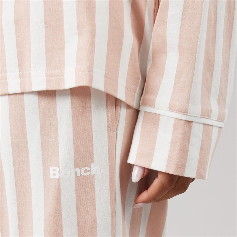 Damen - Siesta Pyjama Dusky Pink/Weißer Streifen - Bild 5