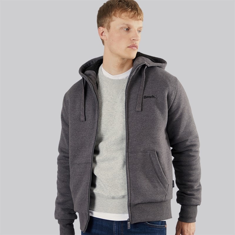 Heren baraz borg gevoerde hoodie Dark Grey Marl - Afbeelding 1