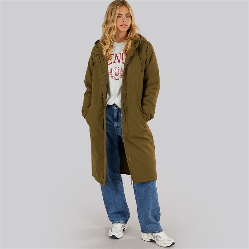 Dames sari lange parka Dark Olive - Afbeelding 4