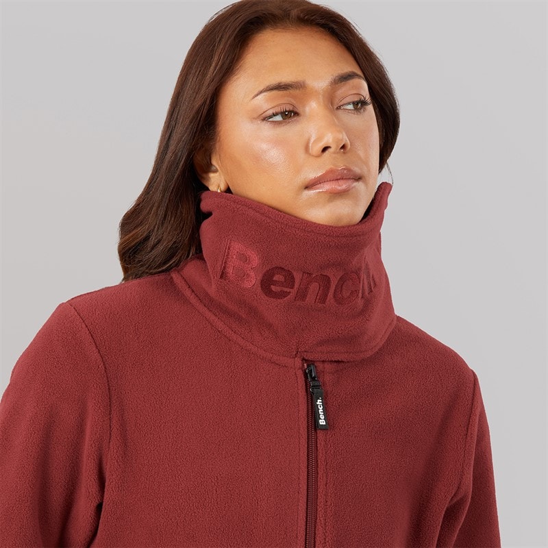 Dames funnel microfleece tracktop Cordovan - Afbeelding 3