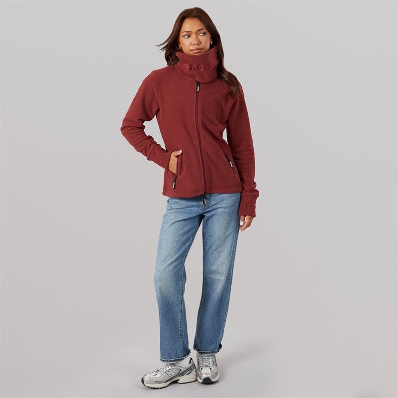 Dames funnel microfleece tracktop Cordovan - Afbeelding 4