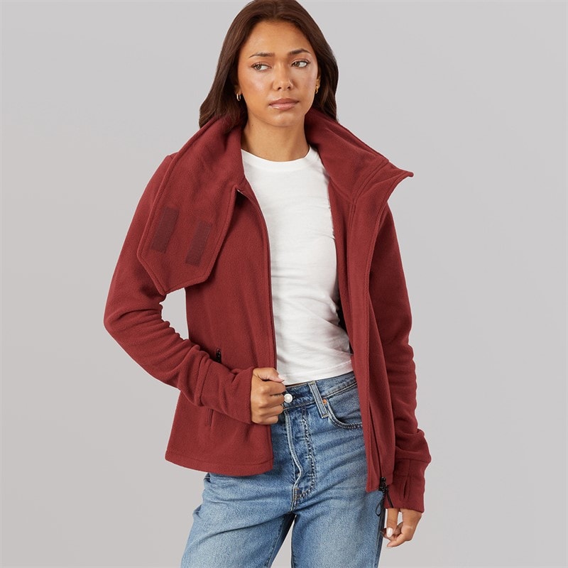 Dames funnel microfleece tracktop Cordovan - Afbeelding 5