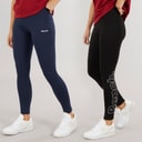 Damen - Leggings Zwei-Pack Schwarz/Navy