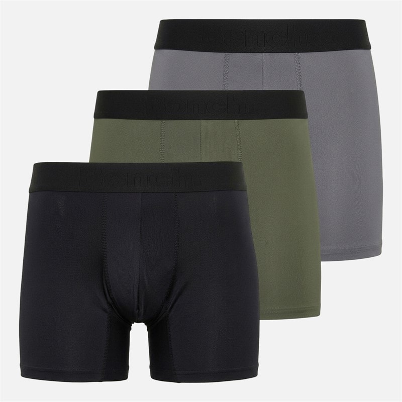 Bench Heren veriato drietal microvezel boxershorts - Zwart/Khaki/Steel Grey