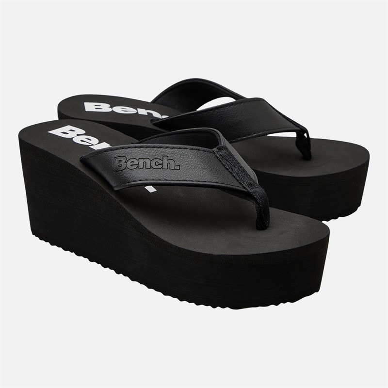 Damen - Vacay Chunky Keilabsatz Flip-Flops Black Pu - Bild 5
