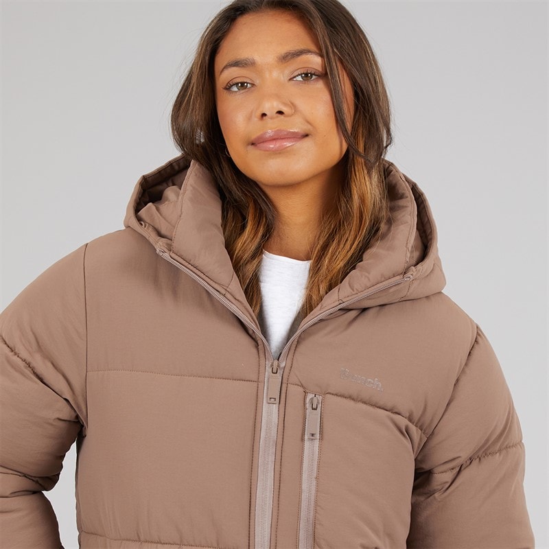 Manteau matelassé long cendre femmes Marron clair - Image 3