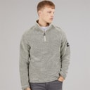 Heren trevyn 1/4 rits colfleece Cream/Donkergrijs