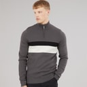 Pull en maille col cheminée zippé 1/4 zabian hommes Gris foncé