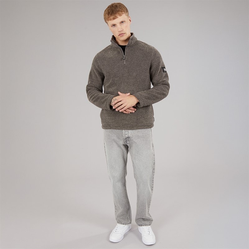Heren trevyn 1/4 rits colfleece Dunkelgrau/Zwart - Afbeelding 4