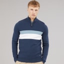 Pull en maille col cheminée zippé 1/4 zabian hommes Marine