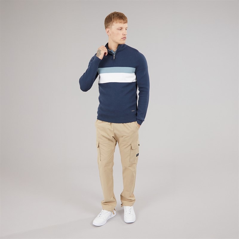 Pull en maille col cheminée zippé 1/4 zabian hommes Marine - Image 4