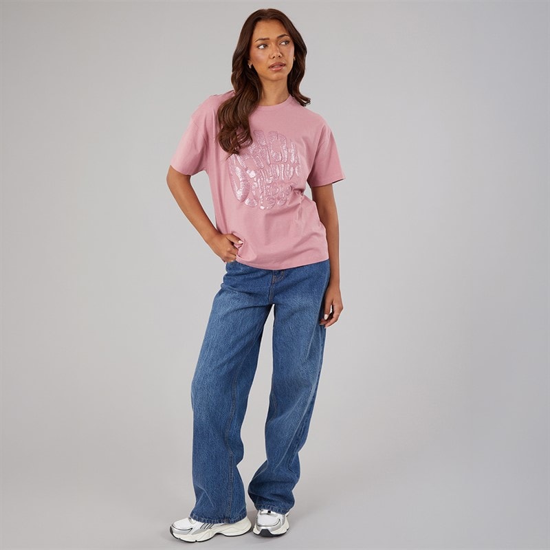 Bench Damen - Jana Boxy T-Shirt Mit Glitzer-Print - Nostalgic Pink - Bild 3