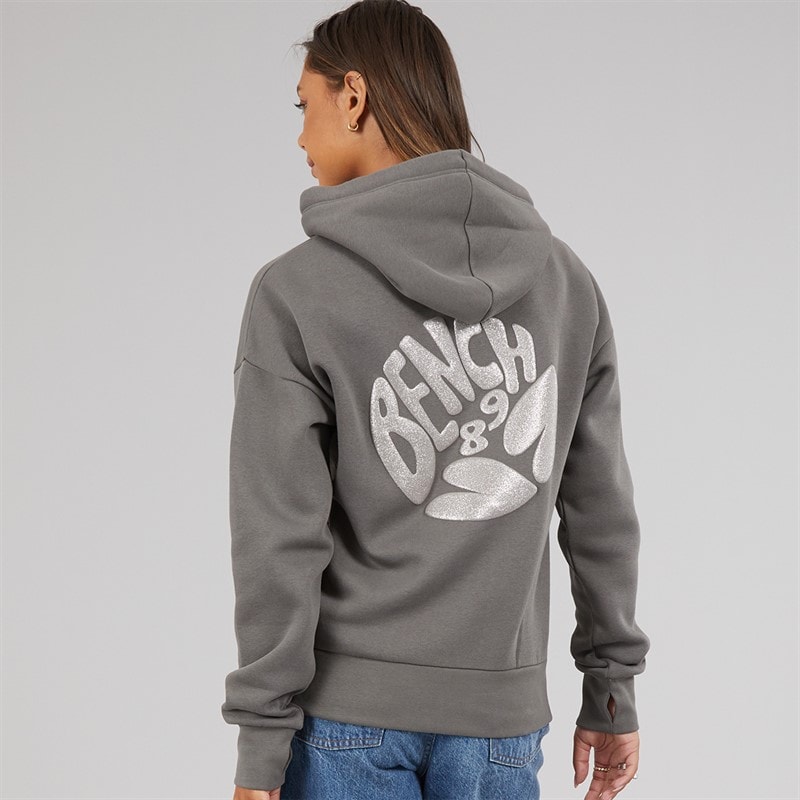 Sweat à capuche dess avec motif pailleté femmes Charcoal - Image 2