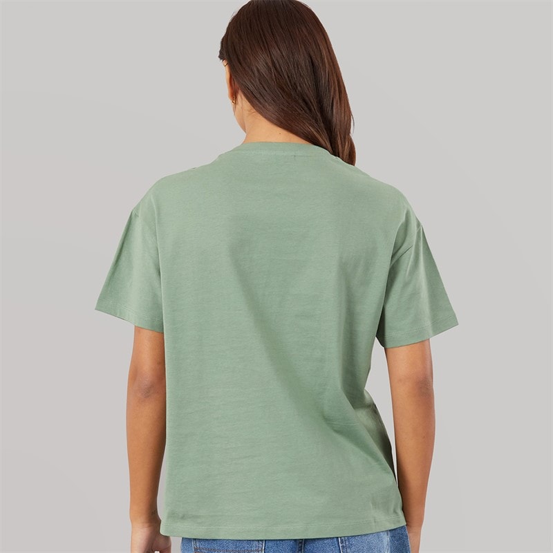 Damskie t-shirt jana boxy z błyszczącą grafiką Sage Green – zdjęcie  2