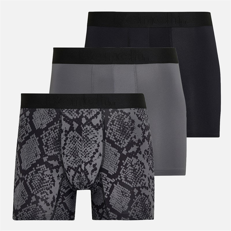 Bench Herren - Slyth Boxershorts Dreierpack - AOP/Steel Grey/Schwarz