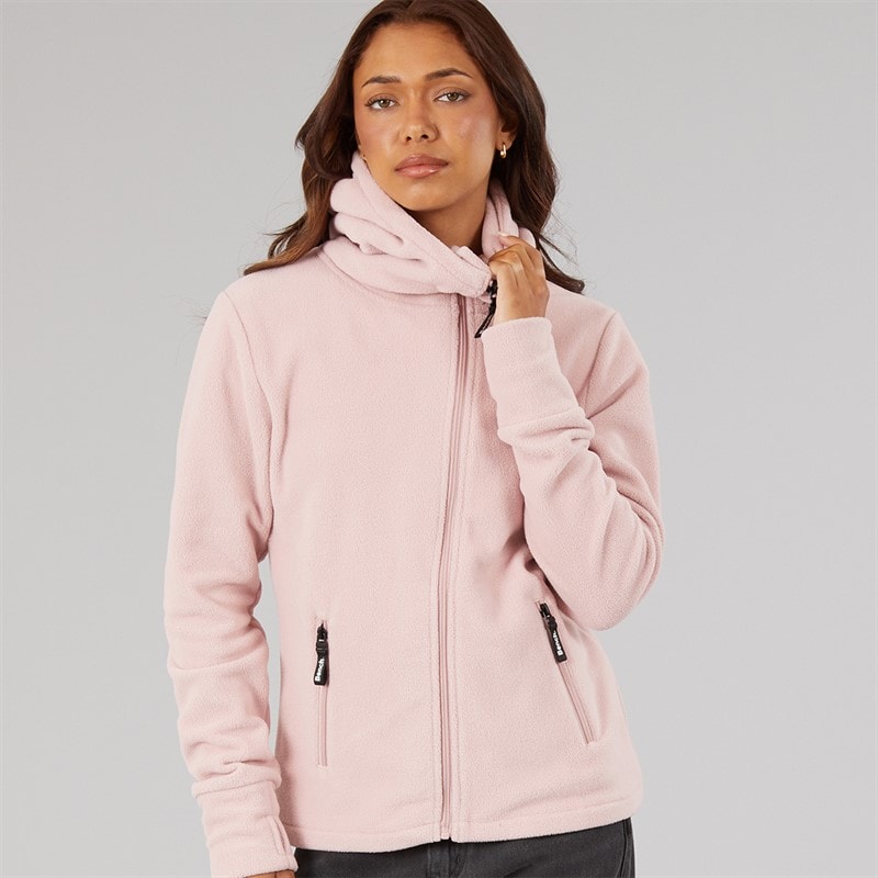 Dames ninja hoodie met diagonale rits Light Dusky Pink - Afbeelding 1