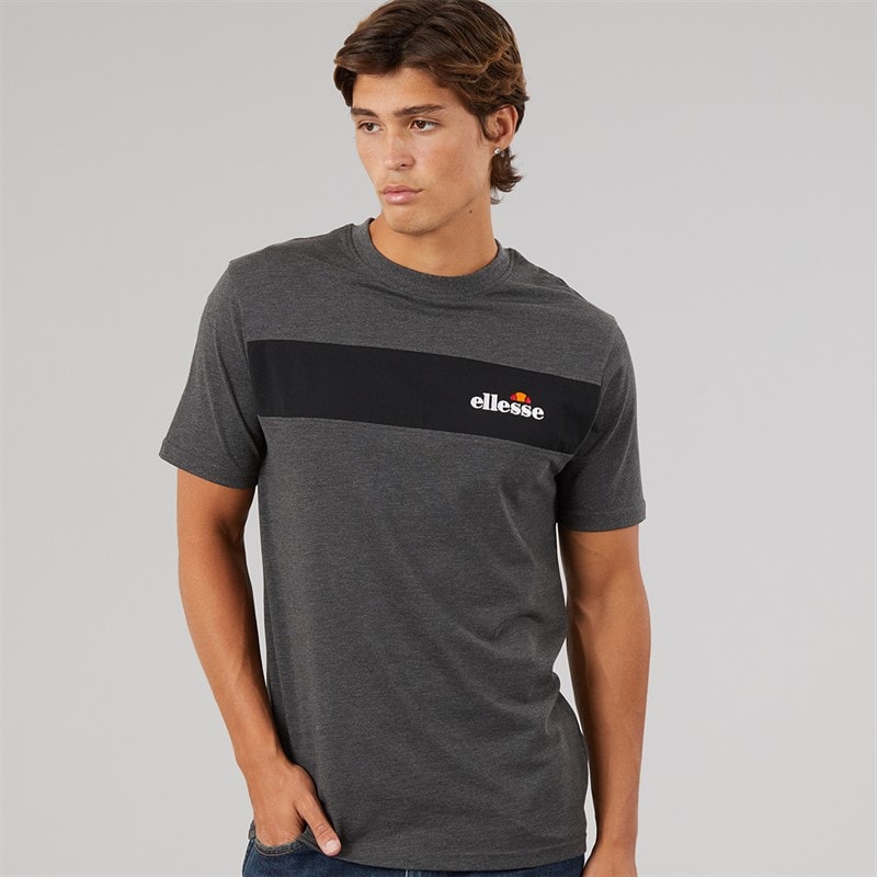 Heren moulton panel t-shirt Donkergrijs - Afbeelding 1
