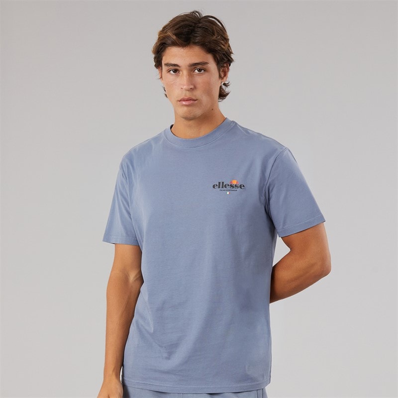Herren - Lyon Locker Sitzendes T-Shirt mit Rückenlogo Grau Blau - Bild 2