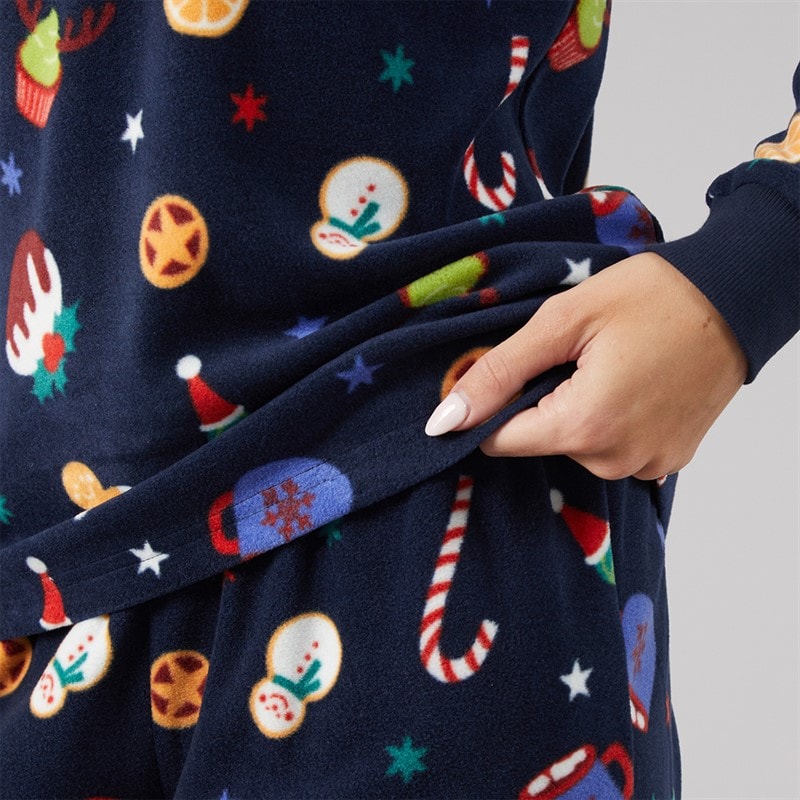 Dames kerst microfleece set Multi Navy - Afbeelding 3
