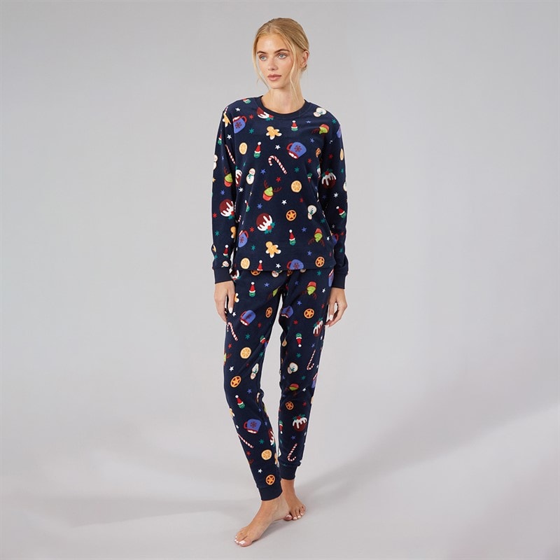 Dames kerst microfleece set Multi Navy - Afbeelding 5