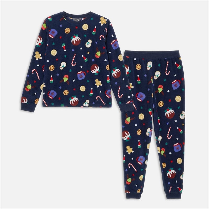 Kinderen kerst microfleece set Multi Navy - Afbeelding 1